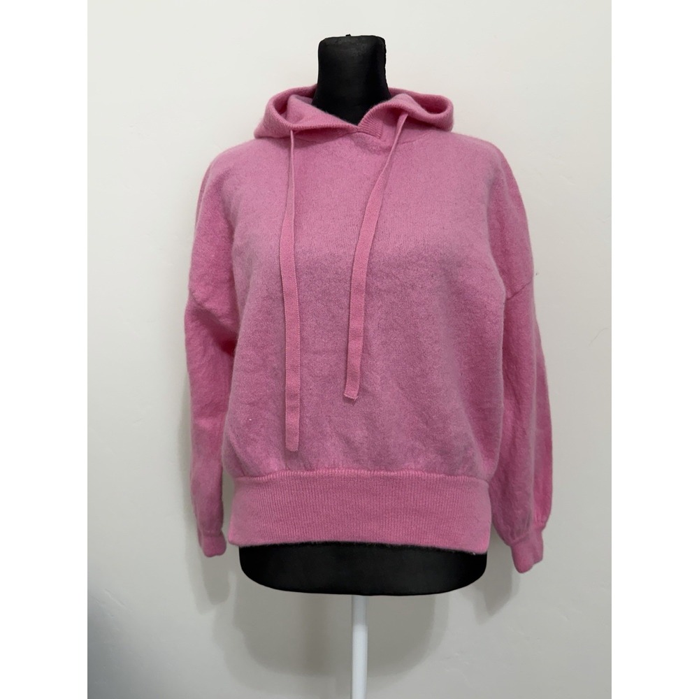 CRUSH Cashmere Hoodie Womens Small Pink Fuzzy Cozy Luxury Pullover Sweater 365$